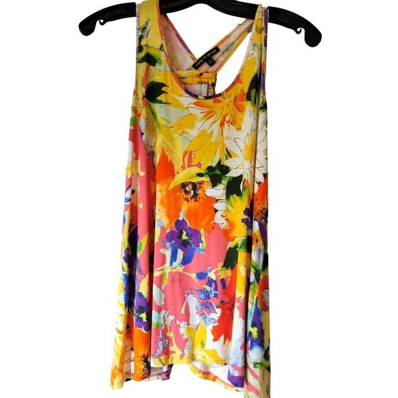 Cable & Gauge Women's Yellow Orange Floral Sleeveless Tunic Size M - Picture 1 of 7